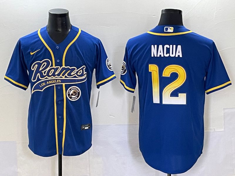 Men Los Angeles Rams #12 Nacua Blue Joint Name Nike 2025 Limited NFL Jersey style 03